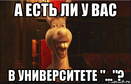 а есть ли у вас в университете "..."?, Мем Осел из Шрека