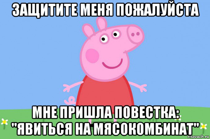 защитите меня пожалуйста мне пришла повестка: "явиться на мясокомбинат"