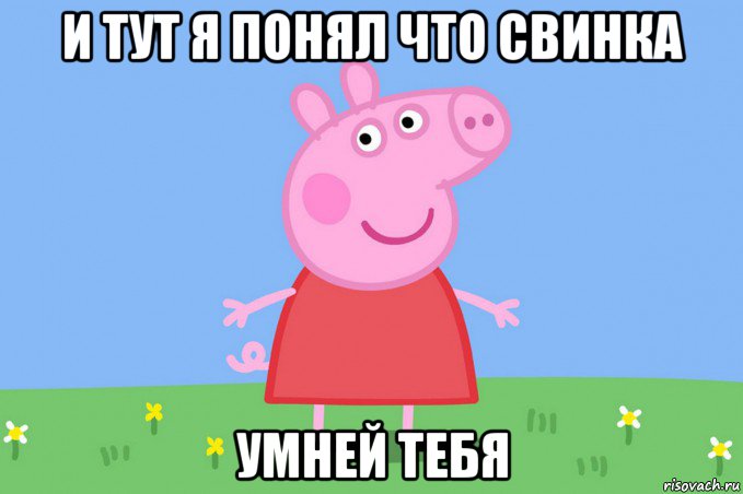 и тут я понял что свинка умней тебя, Мем Пеппа