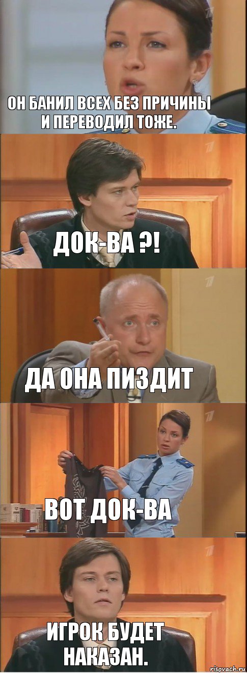 Он банил всех без причины и переводил тоже. Док-ва ?! ДА ОНА ПИЗДИТ Вот док-ва Игрок будет наказан., Комикс Суд