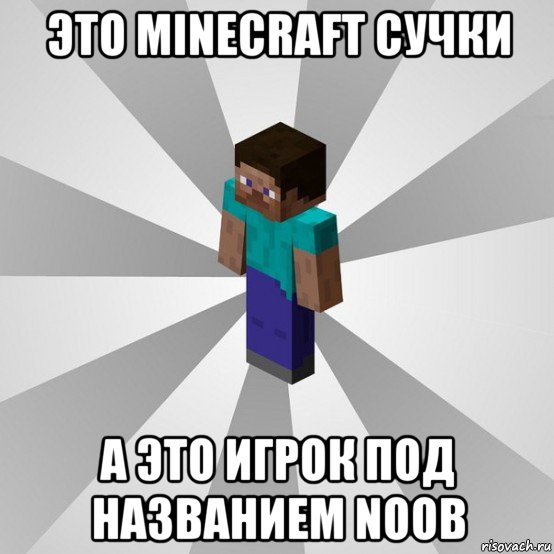 это minecraft сучки а это игрок под названием noob, Мем Типичный игрок Minecraft