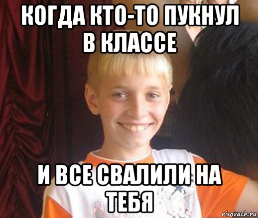 когда кто-то пукнул в классе и все свалили на тебя, Мем Типичный школьник