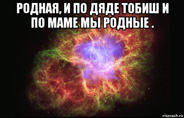 родная, и по дяде тобиш и по маме мы родные . , Мем Туманность