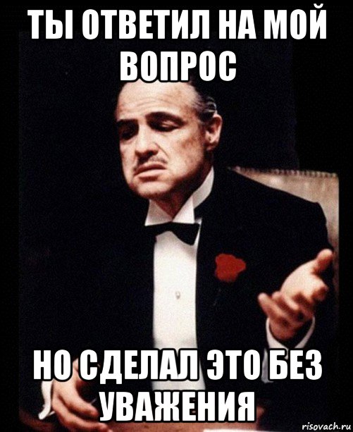 ты ответил на мой вопрос но сделал это без уважения, Мем ты делаешь это без уважения