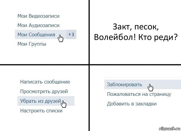 Закт, песок, Волейбол! Кто реди?, Комикс  Удалить из друзей