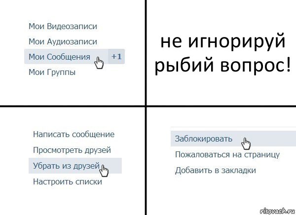 не игнорируй рыбий вопрос!, Комикс  Удалить из друзей