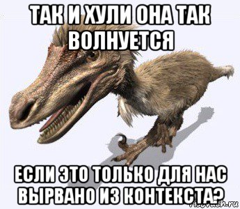 так и хули она так волнуется если это только для нас вырвано из контекста?, Мем Вело