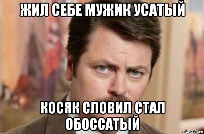 жил себе мужик усатый косяк словил стал обоссатый, Мем  Я человек простой