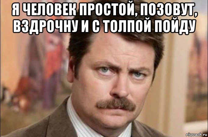 я человек простой, позовут, вздрочну и с толпой пойду , Мем  Я человек простой