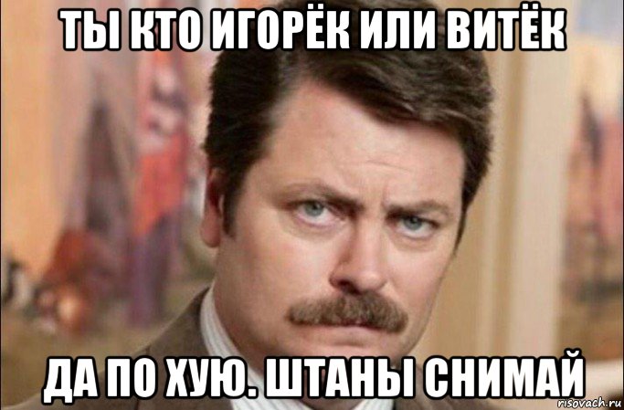 ты кто игорёк или витёк да по хую. штаны снимай, Мем  Я человек простой