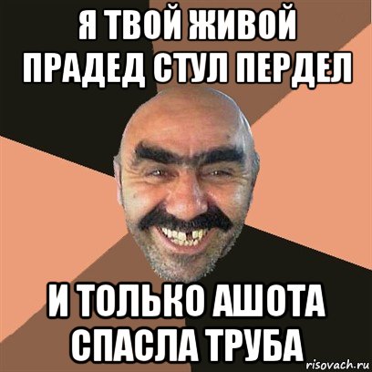 я твой живой прадед стул пердел и только ашота спасла труба, Мем Я твой дом труба шатал