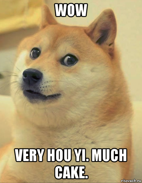 wow very hou yi. much cake., Мем doge woof