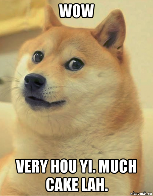 wow very hou yi. much cake lah., Мем doge woof