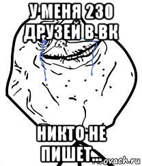 у меня 230 друзей в вк никто не пишет..., Мем Forever Alone