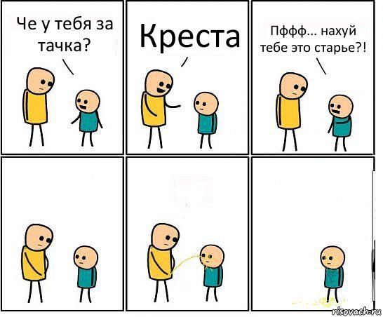 Че у тебя за тачка? Креста Пффф... нахуй тебе это старье?!, Комикс Обоссал