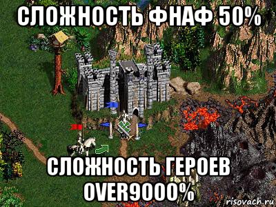 сложность фнаф 50% сложность героев over9000%, Мем Герои 3