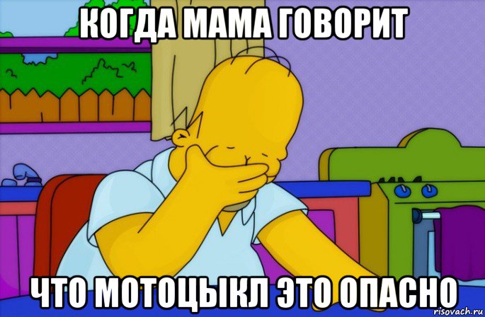 когда мама говорит что мотоцыкл это опасно, Мем Homer simpson facepalm