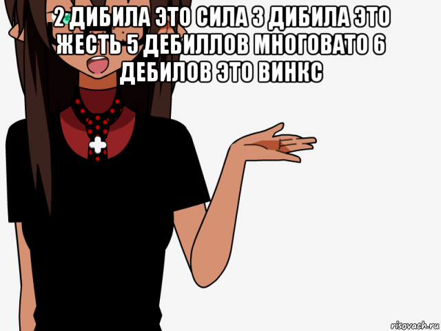 2 дибила это сила 3 дибила это жесть 5 дебиллов многовато 6 дебилов это винкс , Мем кИсЕкАй