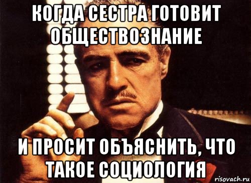 когда сестра готовит обществознание и просит объяснить, что такое социология, Мем крестный отец