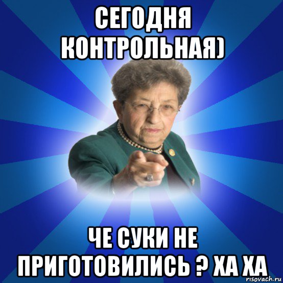 сегодня контрольная) че суки не приготовились ? ха ха, Мем Наталья Ивановна