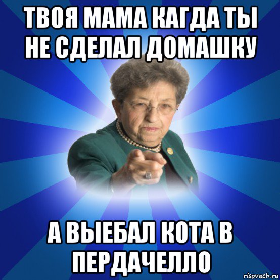 твоя мама кагда ты не сделал домашку а выебал кота в пердачелло, Мем Наталья Ивановна