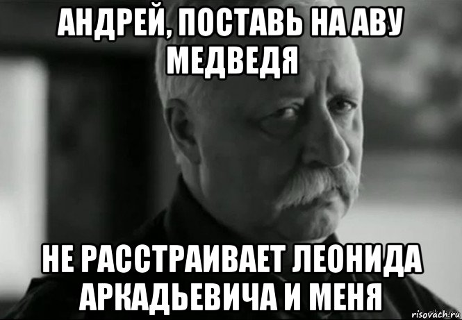 андрей, поставь на аву медведя не расстраивает леонида аркадьевича и меня, Мем Не расстраивай Леонида Аркадьевича