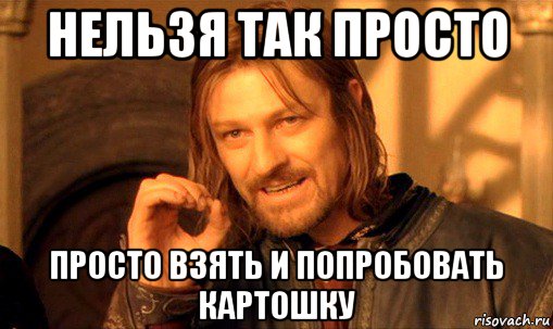 нельзя так просто просто взять и попробовать картошку, Мем Нельзя просто так взять и (Боромир мем)