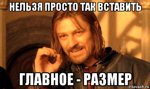 нельзя просто так вставить главное - размер, Мем Нельзя просто так взять и (Боромир мем)