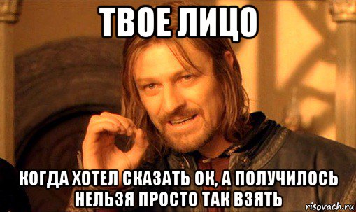 твое лицо когда хотел сказать ок, а получилось нельзя просто так взять, Мем Нельзя просто так взять и (Боромир мем)