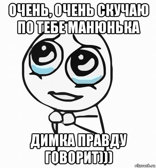 очень, очень скучаю по тебе манюнька димка правду говорит))), Мем  ну пожалуйста (please)