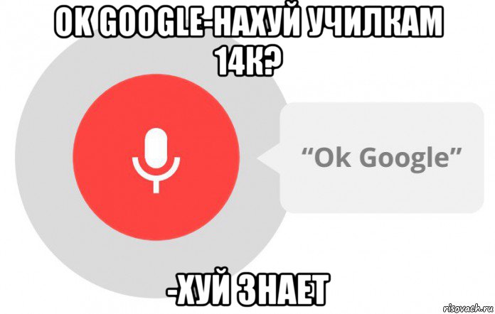 ok google-нахуй училкам 14к? -хуй знает, Мем  Окей гугл