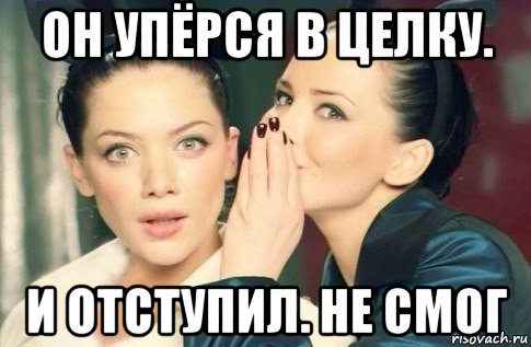 он упёрся в целку. и отступил. не смог, Мем  Он