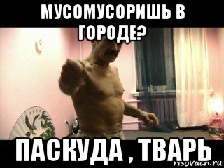 мусомусоришь в городе? паскуда , тварь, Мем Паскуда тварь