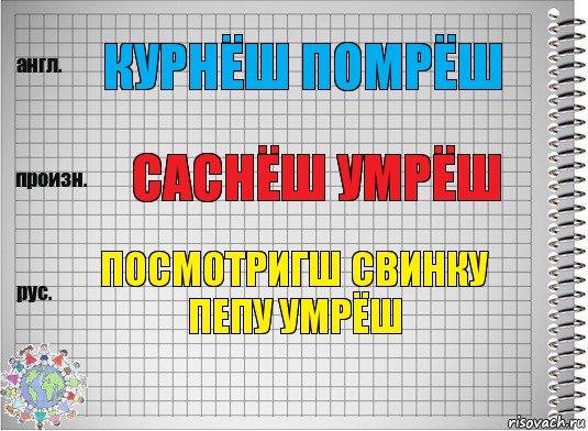 курнёш помрёш саснёш умрёш посмотригш свинку пепу умрёш, Комикс  Перевод с английского