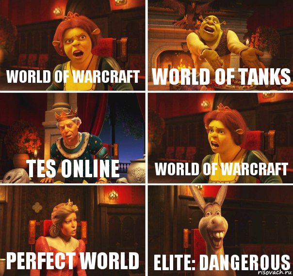 World Of Warcraft World Of Tanks TES Online World Of Warcraft Perfect World Elite: Dangerous, Комикс  Шрек Фиона Гарольд Осел