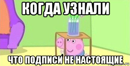 когда узнали что подписи не настоящие, Мем  Свинка пеппа под столом