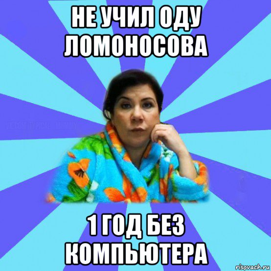 не учил оду ломоносова 1 год без компьютера, Мем типичная мама