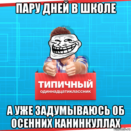 пару дней в школе а уже задумываюсь об осенних канинкуллах, Мем Типичный одиннадцатиклассник