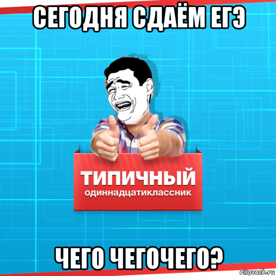 сегодня сдаём егэ чего чегочего?, Мем Типичный одиннадцатиклассник