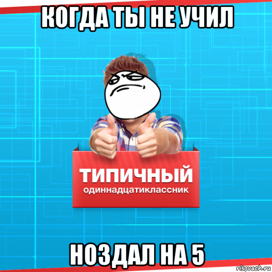 когда ты не учил ноздал на 5, Мем Типичный одиннадцатиклассник