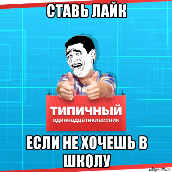 ставь лайк если не хочешь в школу, Мем Типичный одиннадцатиклассник