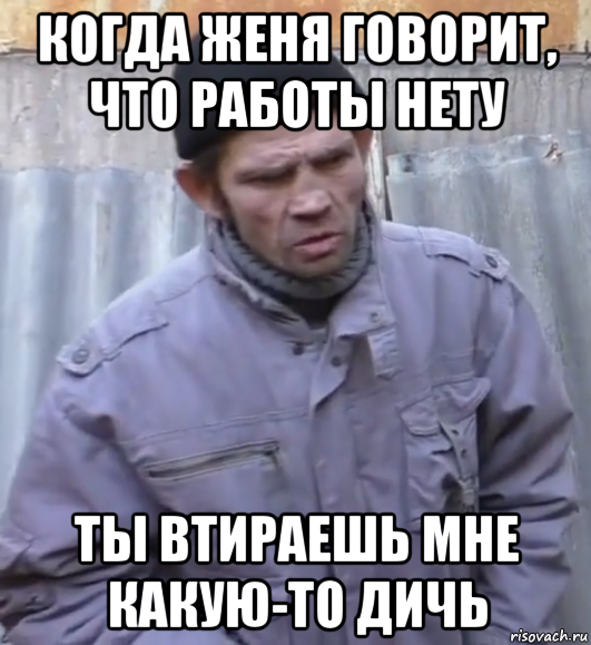 когда женя говорит, что работы нету ты втираешь мне какую-то дичь, Мем  Ты втираешь мне какую то дичь