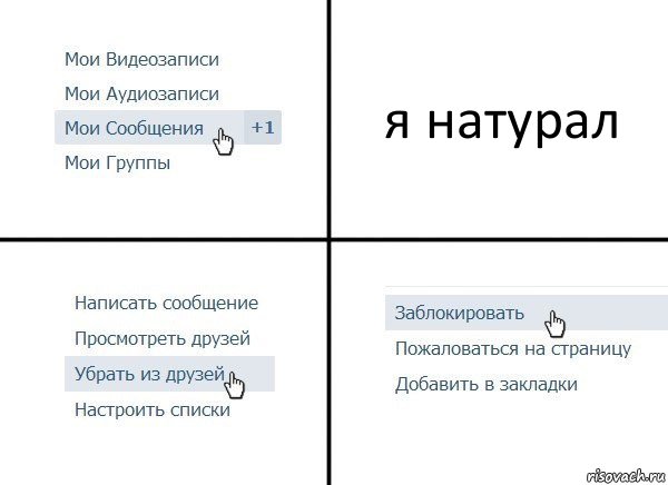 я натурал, Комикс  Удалить из друзей