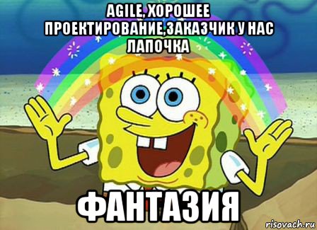 agile, хорошее проектирование,заказчик у нас лапочка фантазия, Мем Воображение (Спанч Боб)