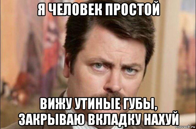 я человек простой вижу утиные губы, закрываю вкладку нахуй, Мем  Я человек простой