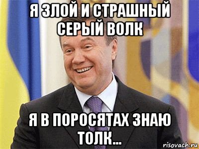 я злой и страшный серый волк я в поросятах знаю толк...