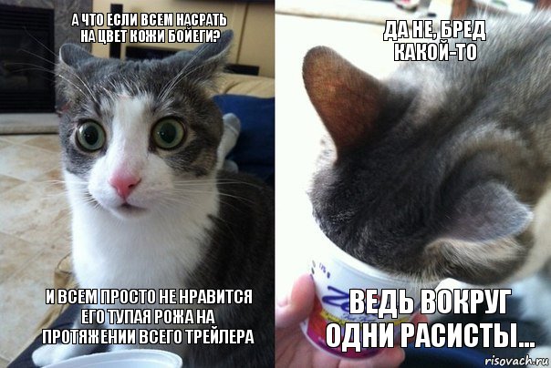 А что если всем насрать на цвет кожи Бойеги? и всем просто не нравится его тупая рожа на протяжении всего трейлера да не, бред какой-то ведь вокруг одни расисты..., Комикс  Да не бред какой-то (4 зоны)