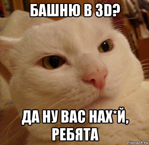 башню в 3d? да ну вас нах*й, ребята, Мем Дерзкий котэ