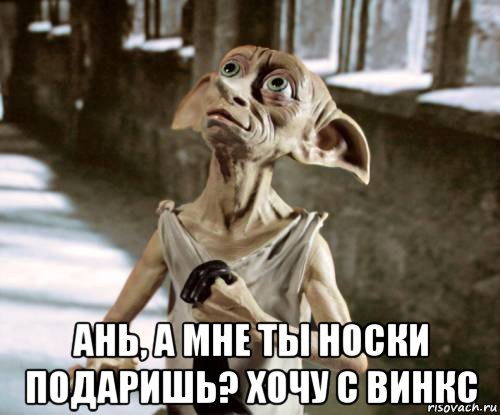  ань, а мне ты носки подаришь? хочу с винкс, Мем добби