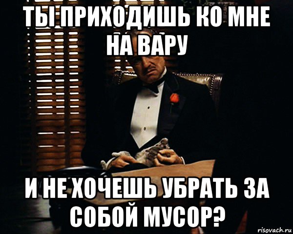 ты приходишь ко мне на вару и не хочешь убрать за собой мусор?, Мем Дон Вито Корлеоне